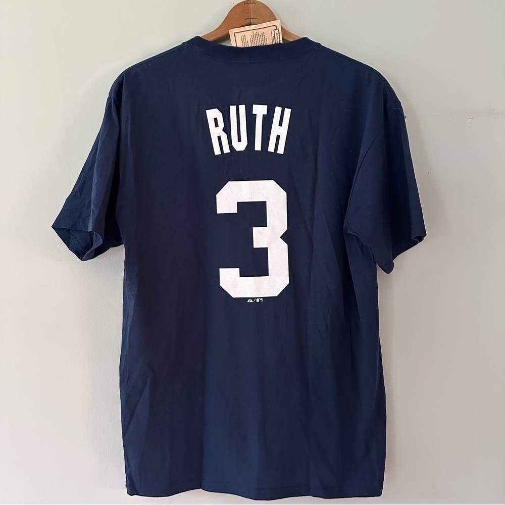 NY Yankees Babe Ruth Jersey Tee Majestic Cooperstown Limited Release Sz Large - Picture 5 of 8